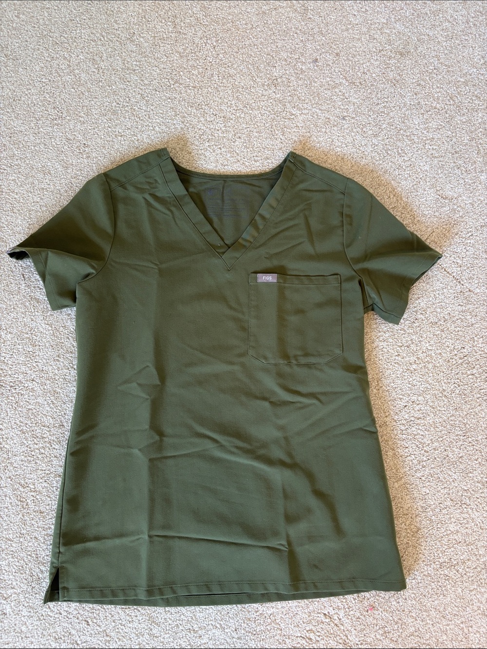 Figs Olive Green V-neck Medical Scrub Top